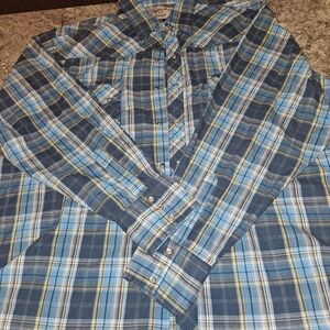 Source Unknown Blue and Yellow Plaid Casual Shirt